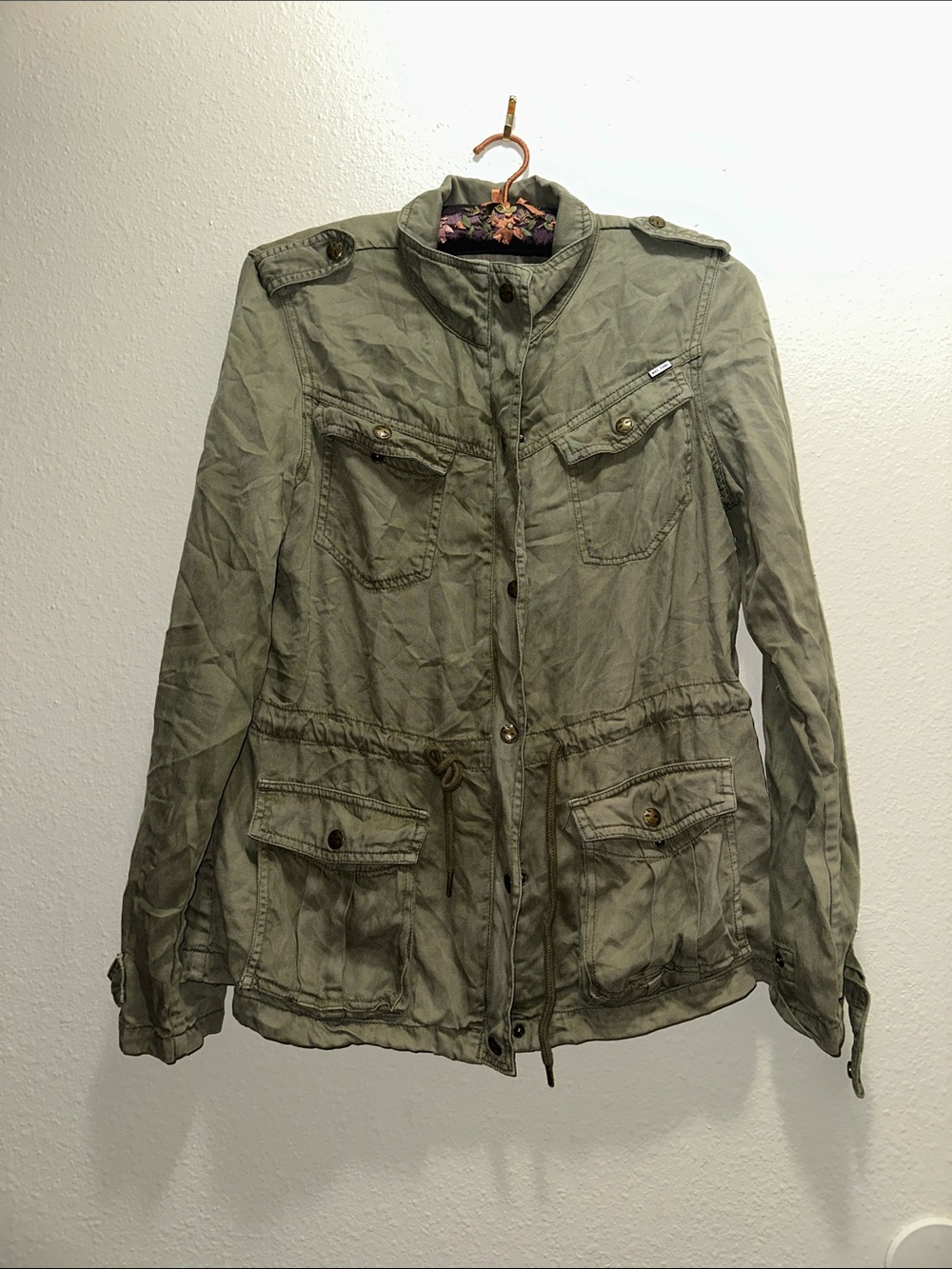 Max Jeans Olive Utility Drawstring Field Jacket